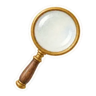 amber magnifying glass sticker