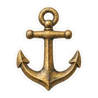 antique brass ship anchor sticker