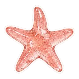 coral glass starfish ornament sticker