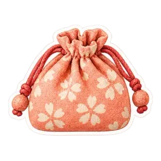 peach fabric coin purse sticker