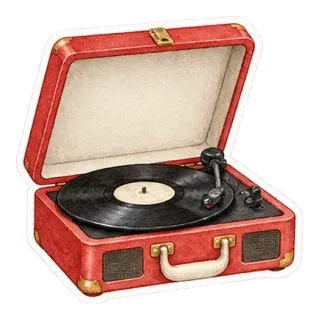 red portable record player sticker