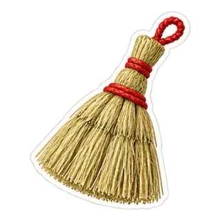 rice straw hand broom sticker
