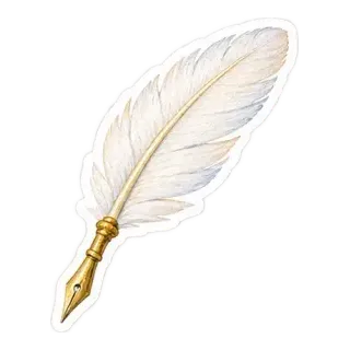 white feather quill sticker