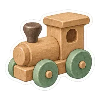 wooden toy train sticker