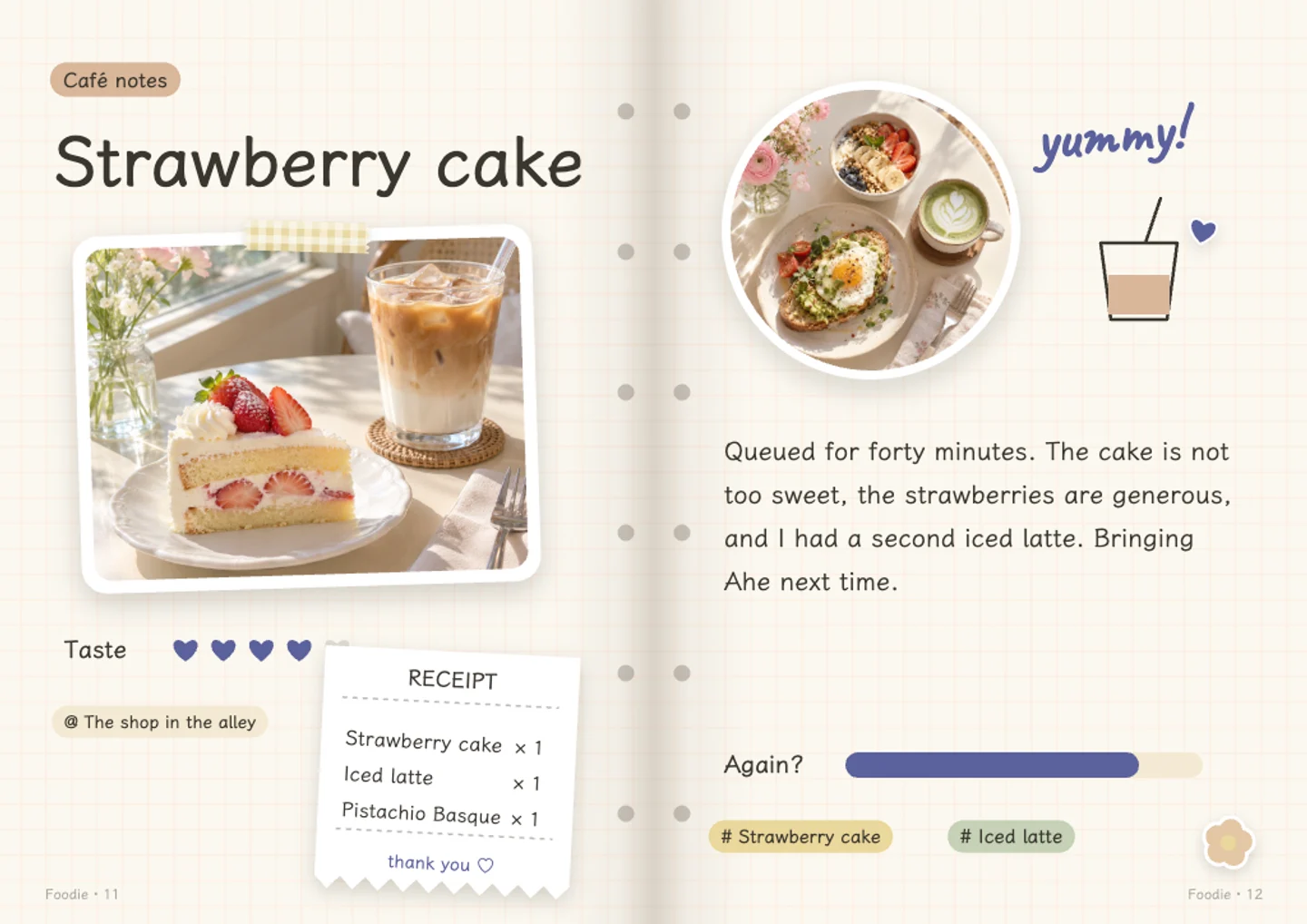 A sample Foodie journal page