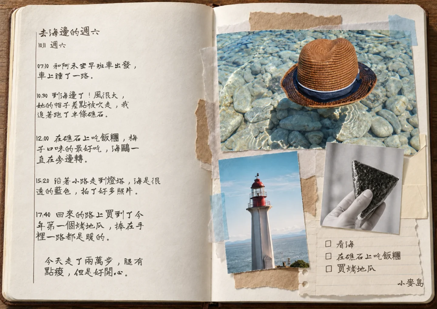 日記手帳的範例頁