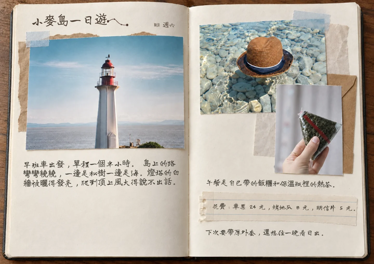 旅行手帳的範例頁